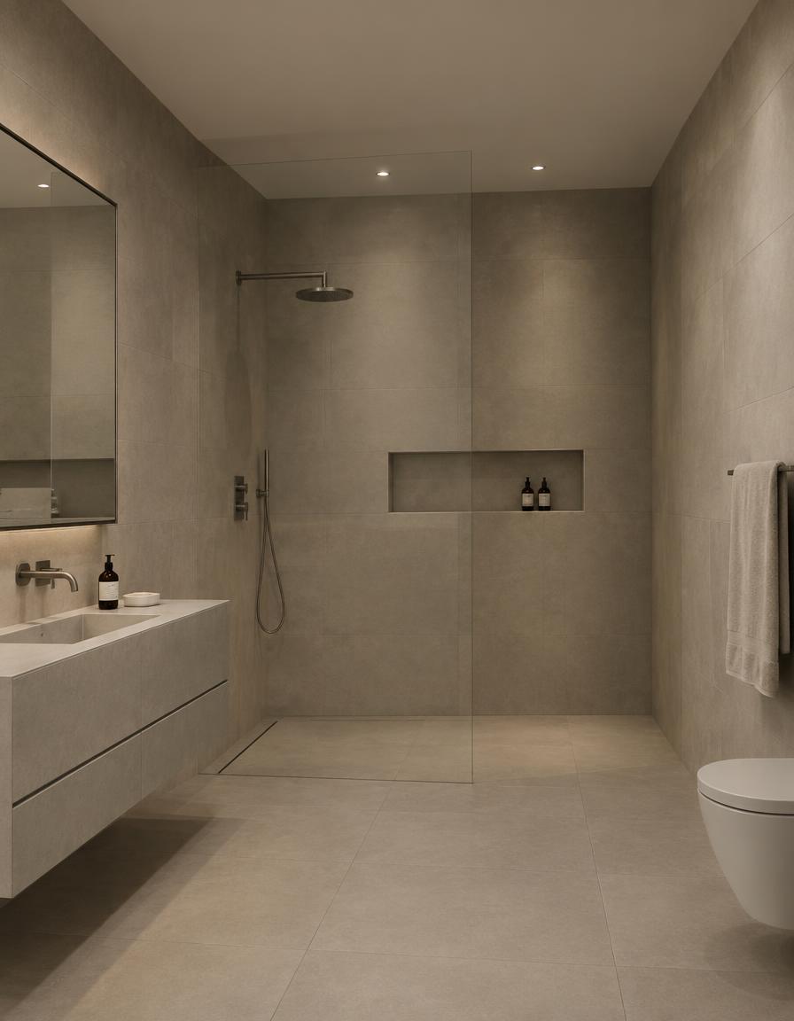 Bathroom refits — Large-format porcelain