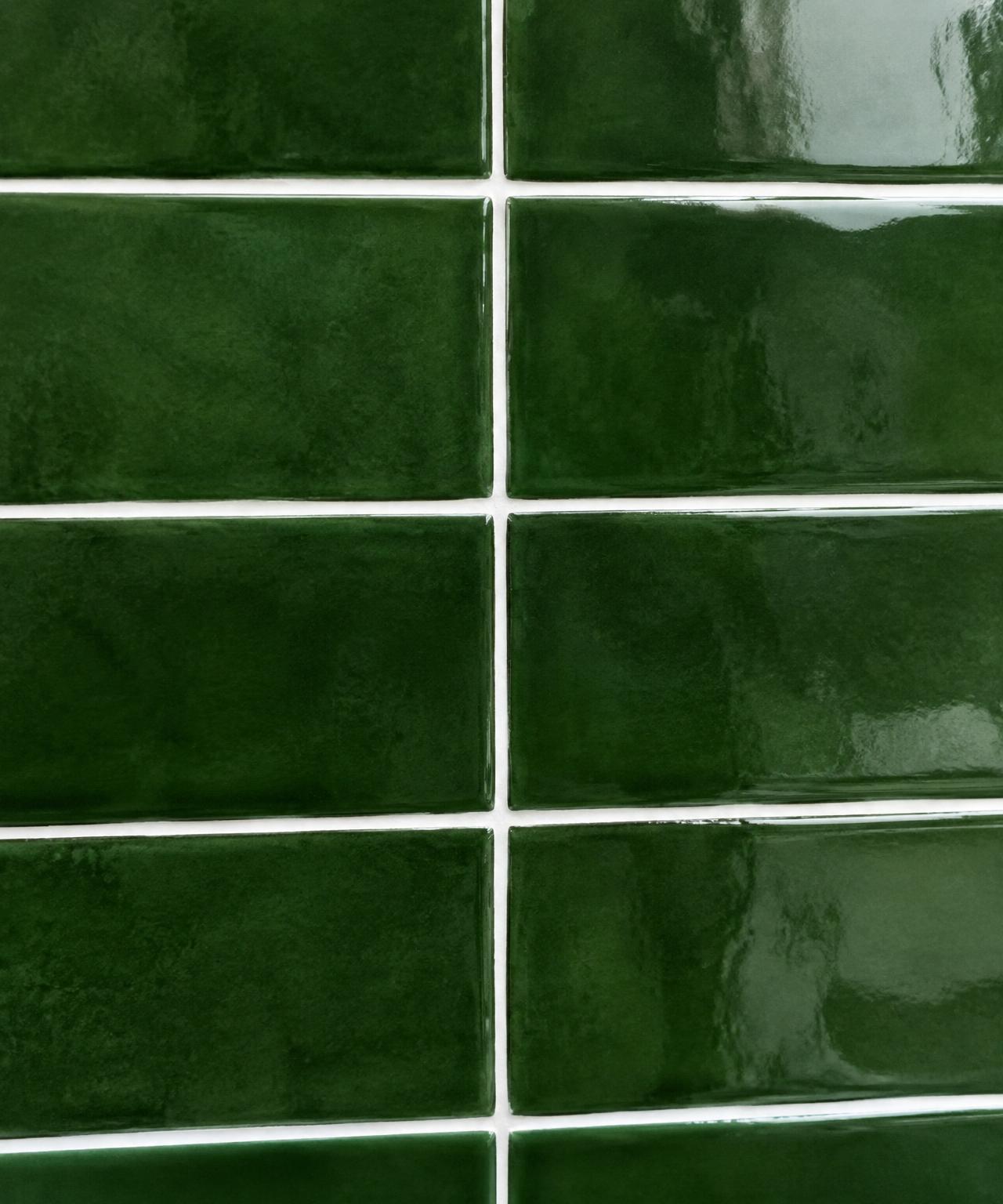 Deep green glossy ceramic tiles
